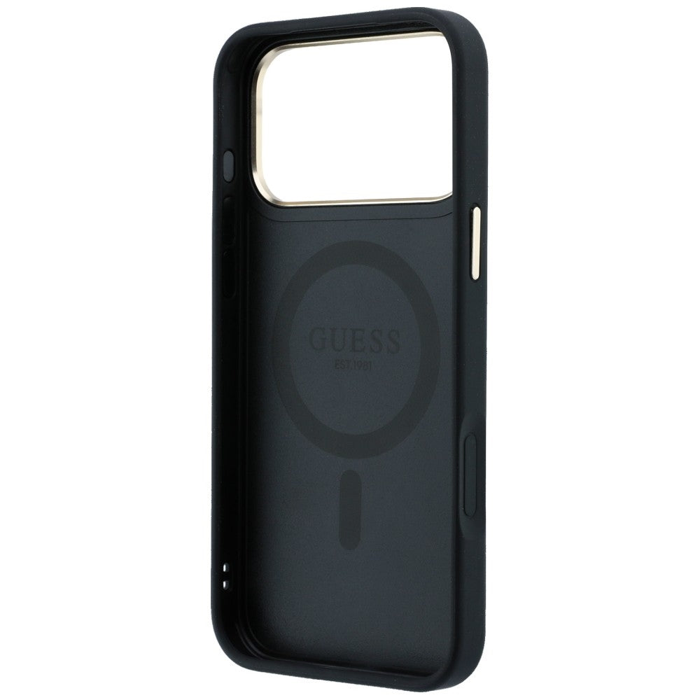 Funda MagSafe para Apple iPhone 18 Pro Max / 17 Pro Max, Guess, Soporte de Anillo Logo Clásico, Negra
