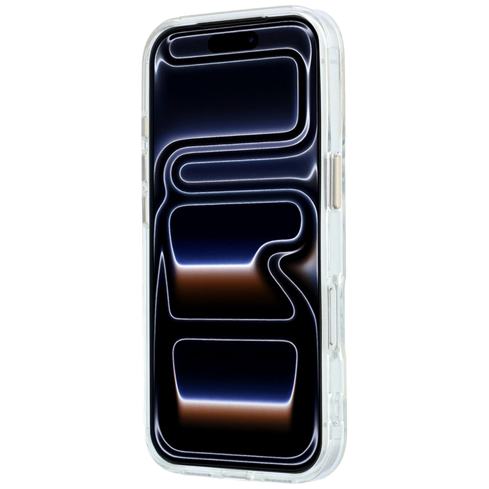 Funda MagSafe para Apple iPhone 18 Pro Max / 17 Pro Max, Guess, Soporte de Anillo Logo de Metal Script, Transparente