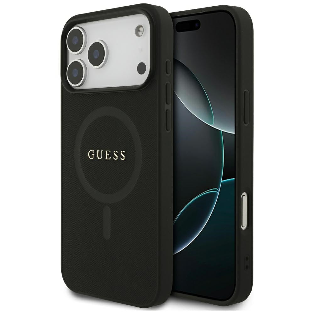 Funda MagSafe para Apple iPhone 18 Pro Max / 17 Pro Max, Guess, Saffiano, Negra