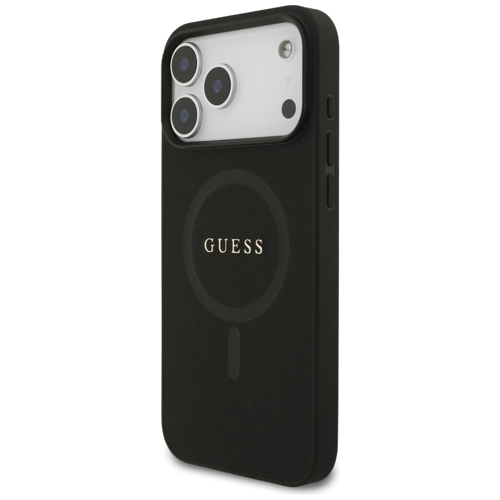 Funda MagSafe para Apple iPhone 18 Pro Max / 17 Pro Max, Guess, Saffiano, Negra
