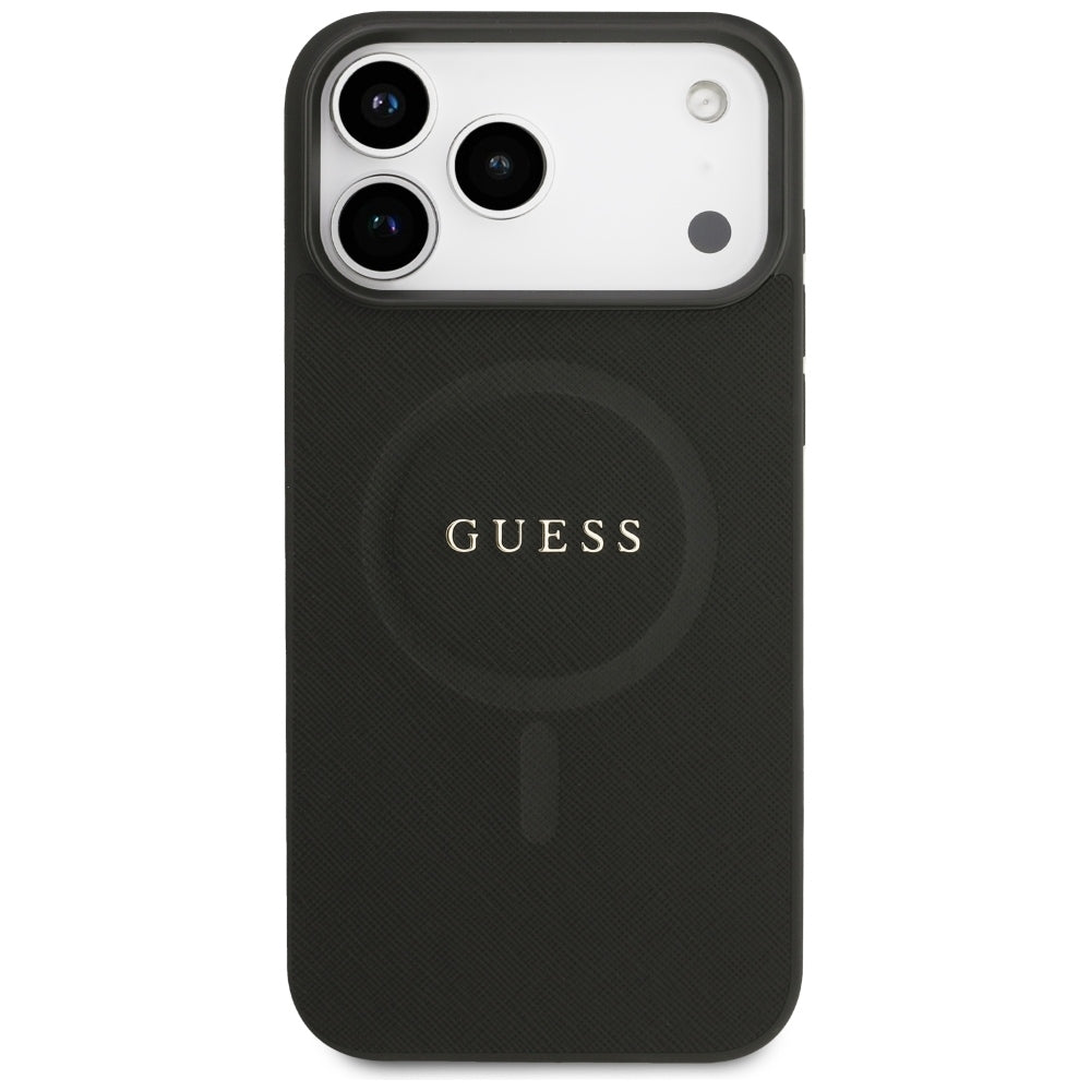 Funda MagSafe para Apple iPhone 18 Pro Max / 17 Pro Max, Guess, Saffiano, Negra