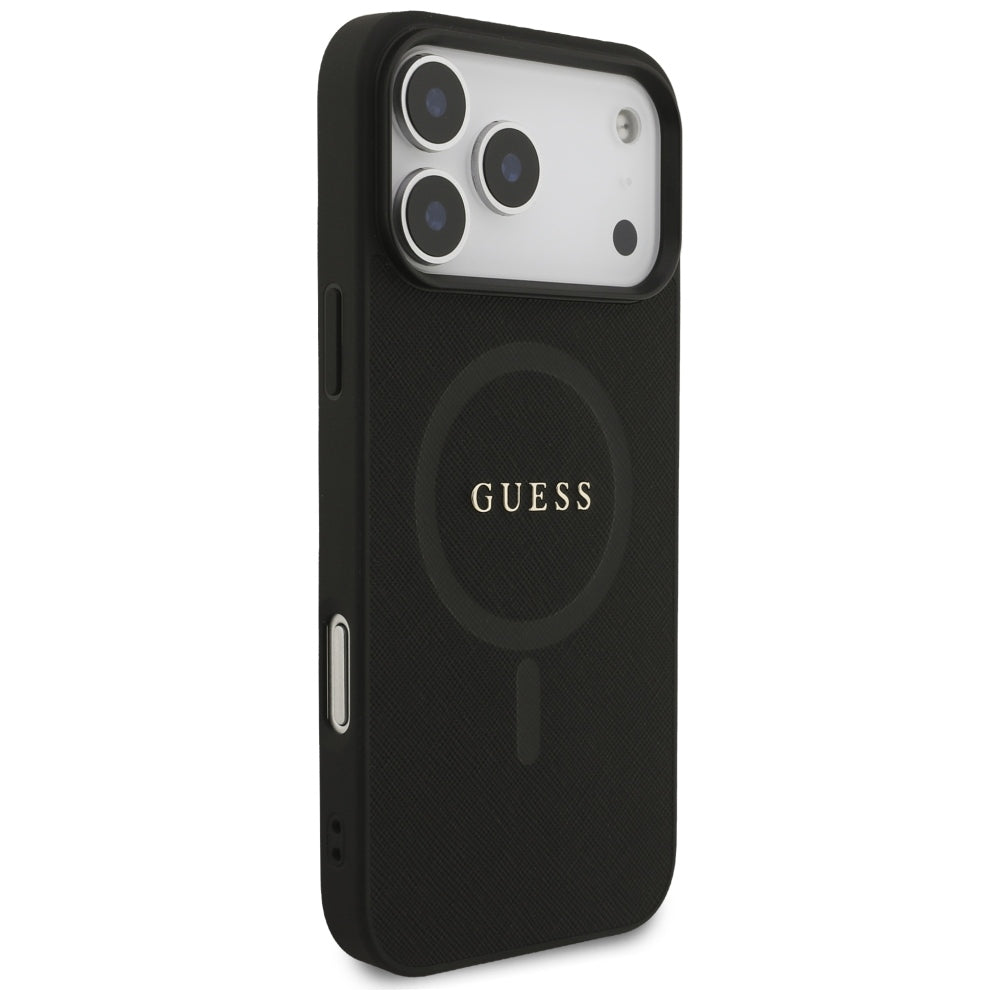 Funda MagSafe para Apple iPhone 18 Pro Max / 17 Pro Max, Guess, Saffiano, Negra