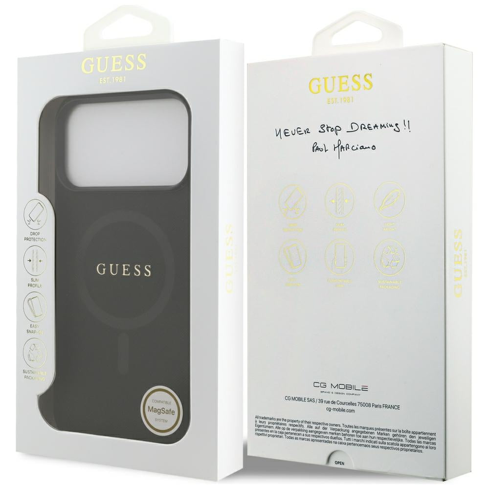 Funda MagSafe para Apple iPhone 18 Pro Max / 17 Pro Max, Guess, Saffiano, Negra
