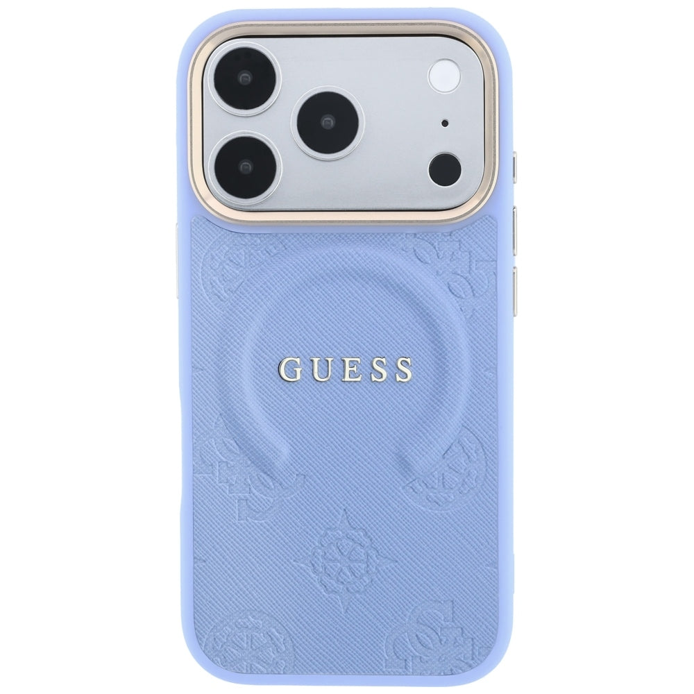 Funda MagSafe para Apple iPhone 18 Pro Max / 17 Pro Max, Guess, Saffiano Peony Ring, Azul