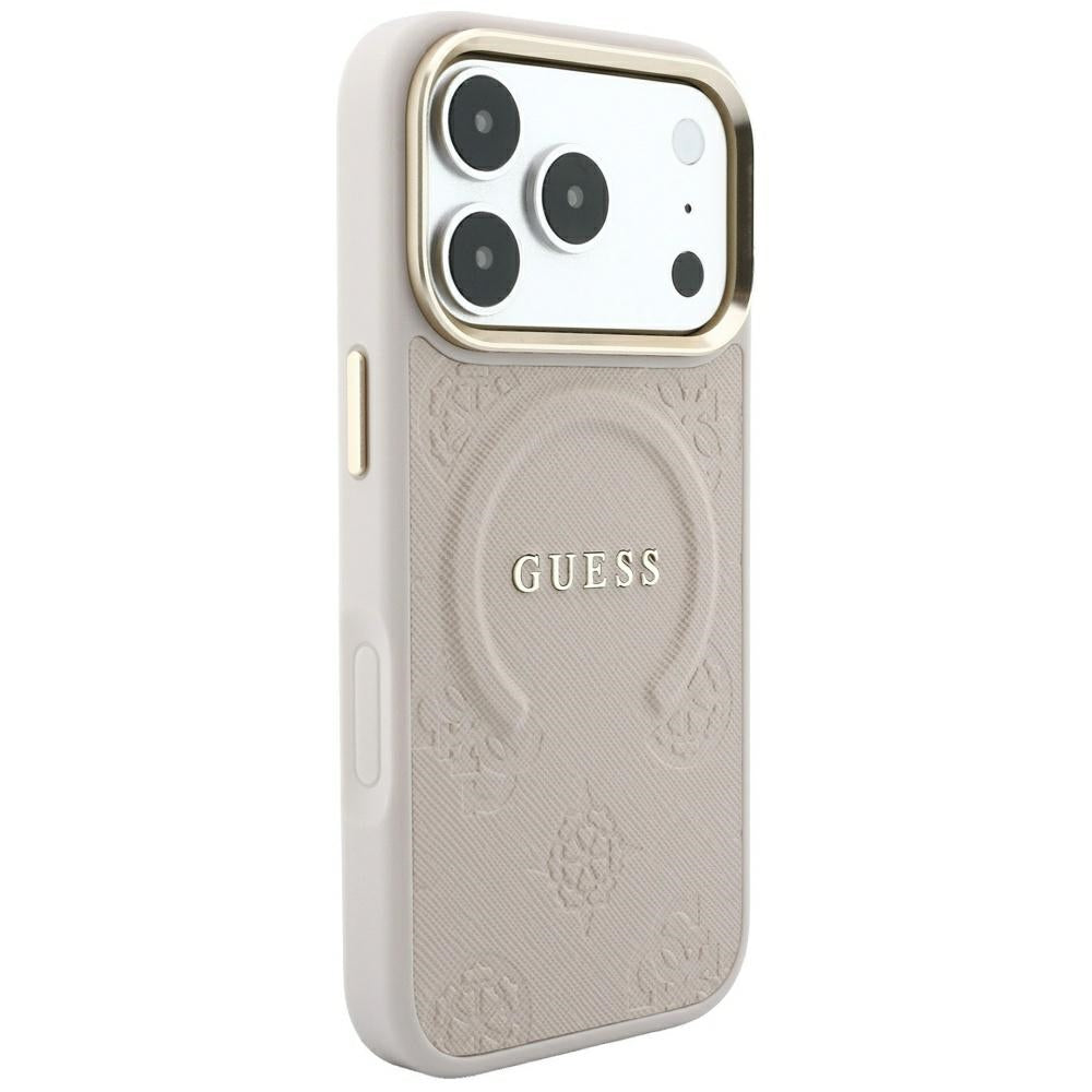 Funda MagSafe para Apple iPhone 18 Pro Max / 17 Pro Max, Guess, Saffiano Peony Ring, Rosa