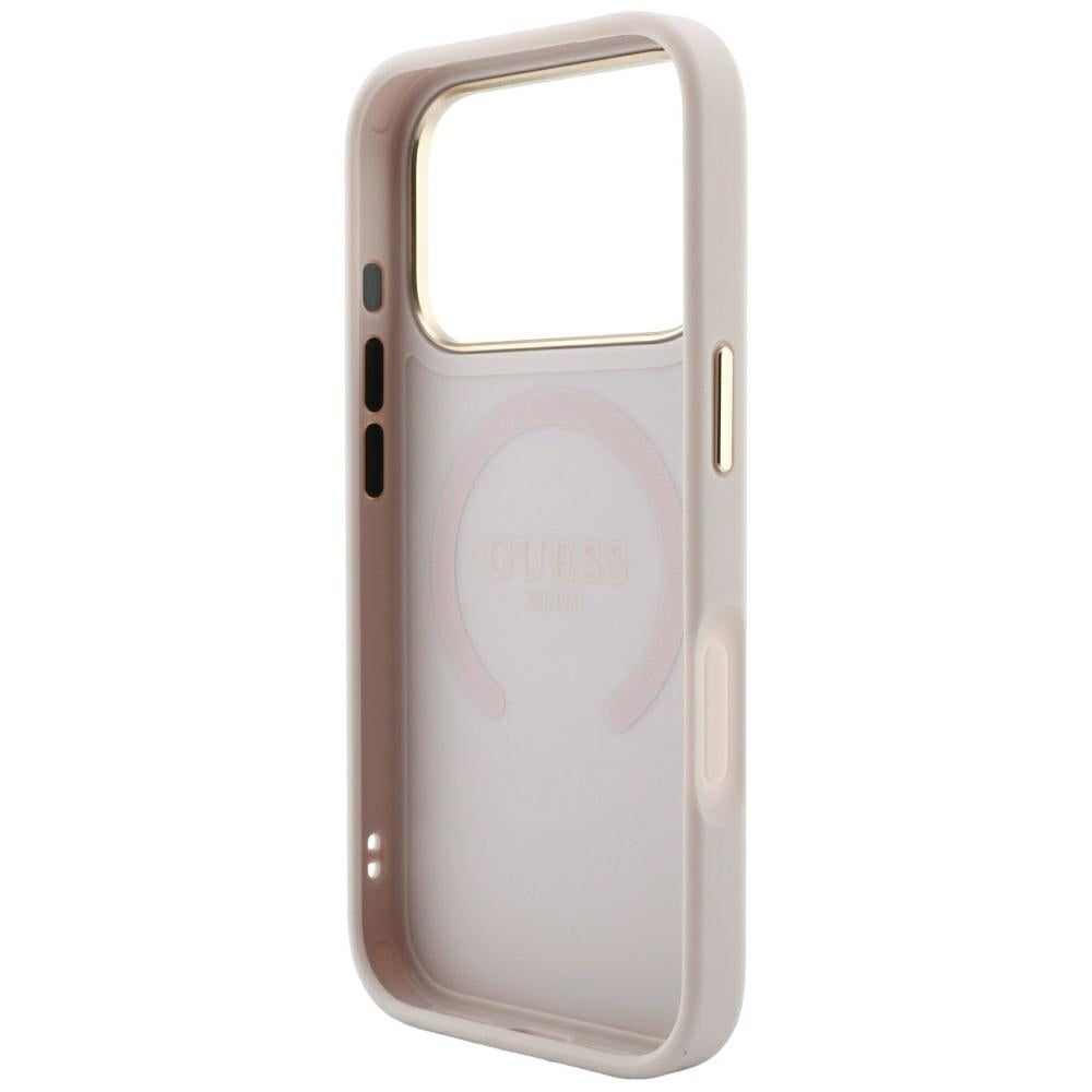 Funda MagSafe para Apple iPhone 18 Pro Max / 17 Pro Max, Guess, Saffiano Peony Ring, Rosa