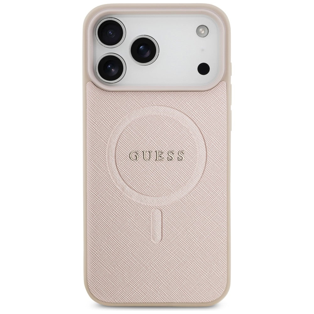 Funda MagSafe para Apple iPhone 18 Pro Max / 17 Pro Max, Guess, Saffiano, Rosa