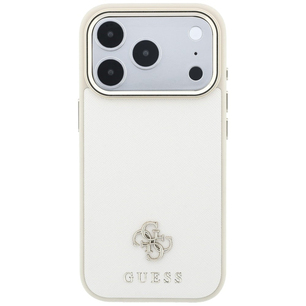 Funda MagSafe para Apple iPhone 18 Pro Max / 17 Pro Max, Guess, Saffiano Small 4G Classic, Beige