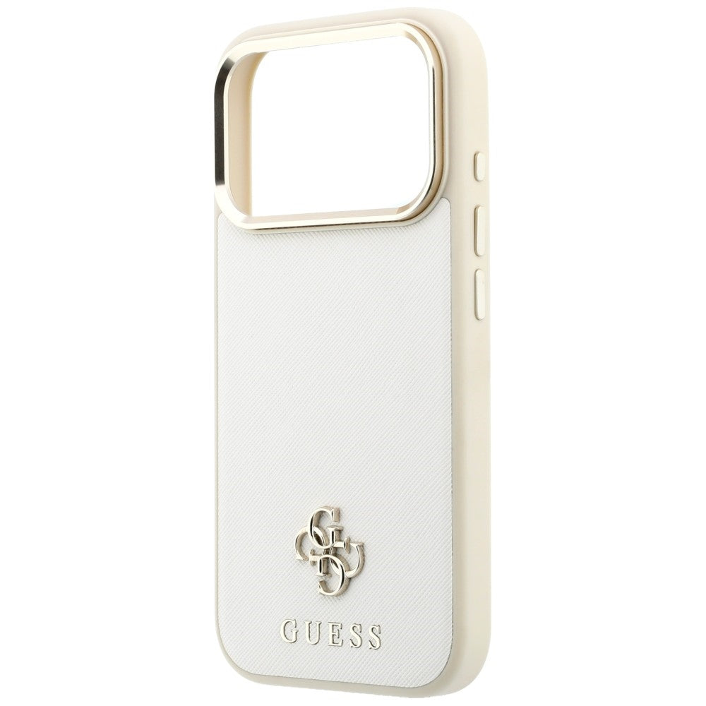 Funda MagSafe para Apple iPhone 18 Pro Max / 17 Pro Max, Guess, Saffiano Small 4G Classic, Beige