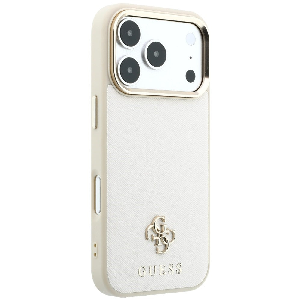 Funda MagSafe para Apple iPhone 18 Pro Max / 17 Pro Max, Guess, Saffiano Small 4G Classic, Beige