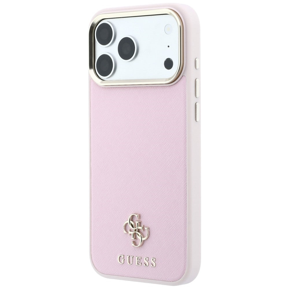 Funda MagSafe para Apple iPhone 18 Pro Max / 17 Pro Max, Guess, Saffiano Small 4G Classic, Rosa
