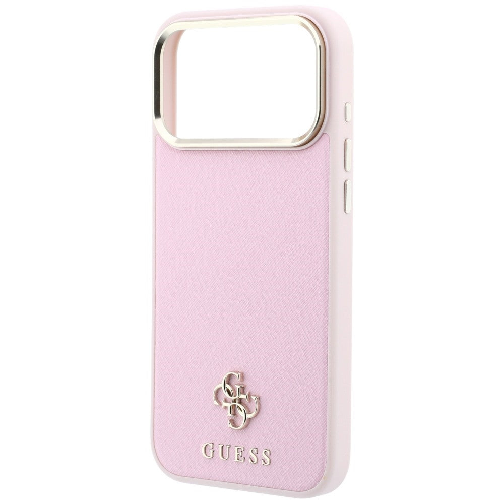 Funda MagSafe para Apple iPhone 18 Pro Max / 17 Pro Max, Guess, Saffiano Small 4G Classic, Rosa