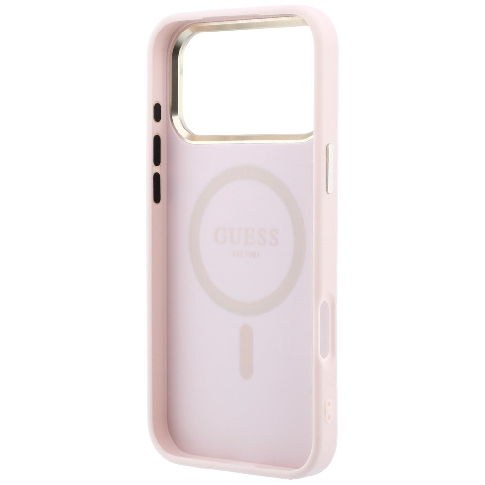 Funda MagSafe para Apple iPhone 18 Pro Max / 17 Pro Max, Guess, Saffiano Small 4G Classic, Rosa