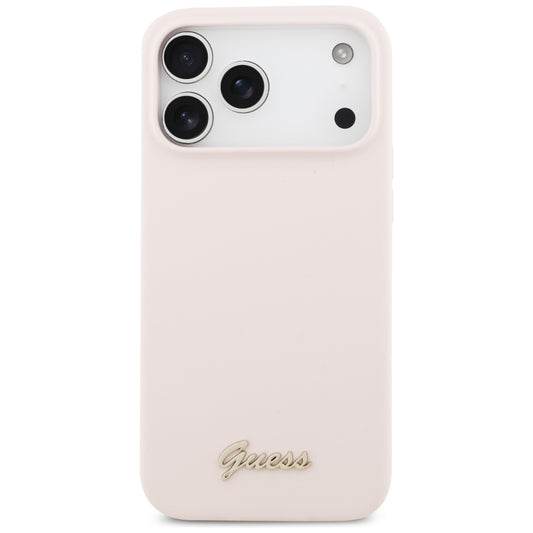 Funda MagSafe para Apple iPhone 18 Pro Max / 17 Pro Max, Guess, Logo Metálico Script, Rosa