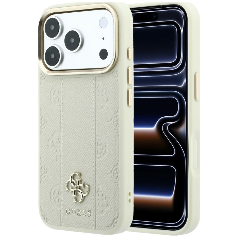Funda MagSafe para Apple iPhone 18 Pro Max / 17 Pro Max, Guess, Stripe Peony 4G, Beige