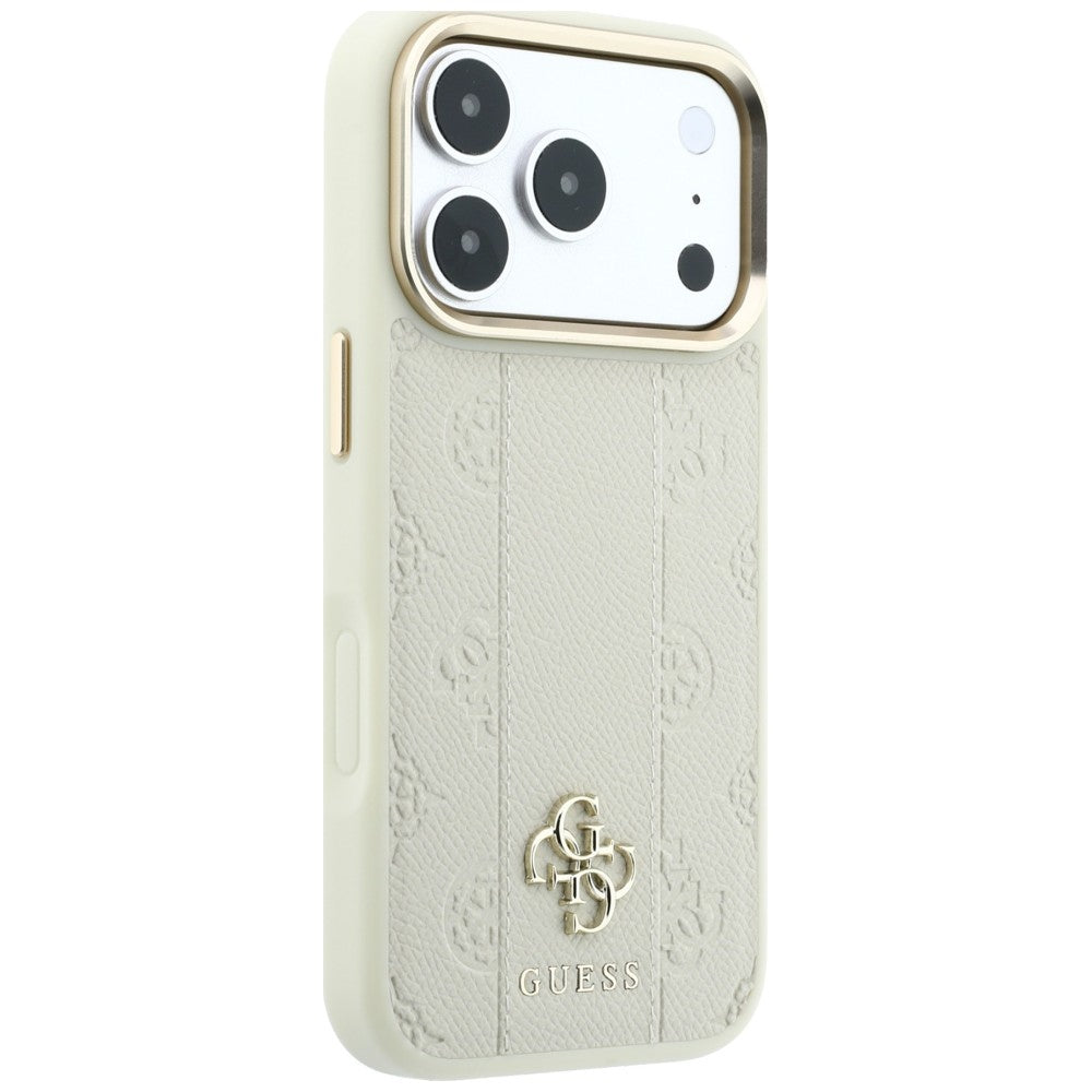 Funda MagSafe para Apple iPhone 18 Pro Max / 17 Pro Max, Guess, Stripe Peony 4G, Beige