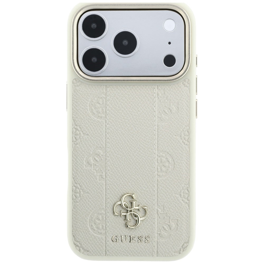 Funda MagSafe para Apple iPhone 18 Pro Max / 17 Pro Max, Guess, Stripe Peony 4G, Beige
