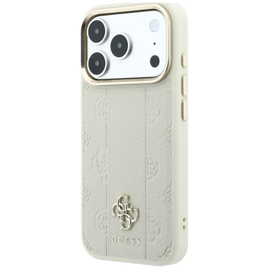 Funda MagSafe para Apple iPhone 18 Pro Max / 17 Pro Max, Guess, Stripe Peony 4G, Beige
