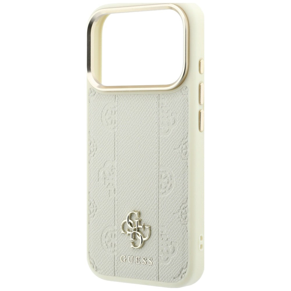 Funda MagSafe para Apple iPhone 18 Pro Max / 17 Pro Max, Guess, Stripe Peony 4G, Beige