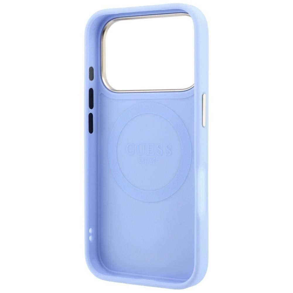 Funda MagSafe para Apple iPhone 18 Pro Max / 17 Pro Max, Guess, Stripe Peony 4G, Azul