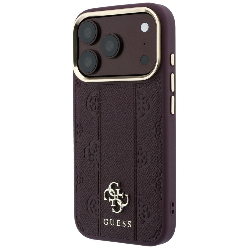 Funda MagSafe para Apple iPhone 18 Pro Max / 17 Pro Max, Guess, Stripe Peony 4G, Burdeos