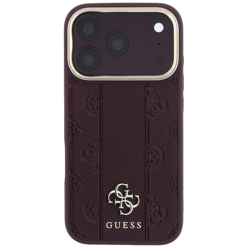 Funda MagSafe para Apple iPhone 18 Pro Max / 17 Pro Max, Guess, Stripe Peony 4G, Burdeos