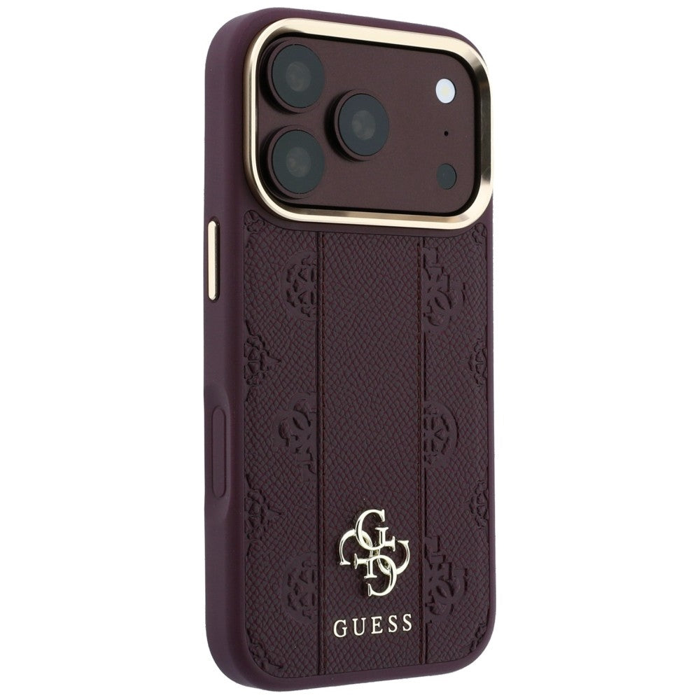Funda MagSafe para Apple iPhone 18 Pro Max / 17 Pro Max, Guess, Stripe Peony 4G, Burdeos