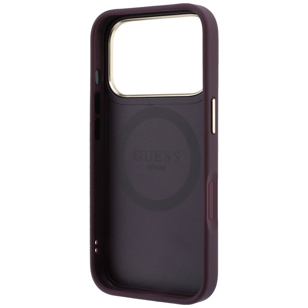 Funda MagSafe para Apple iPhone 18 Pro Max / 17 Pro Max, Guess, Stripe Peony 4G, Burdeos