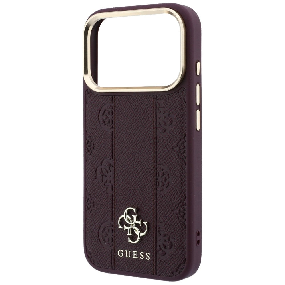 Funda MagSafe para Apple iPhone 18 Pro Max / 17 Pro Max, Guess, Stripe Peony 4G, Burdeos
