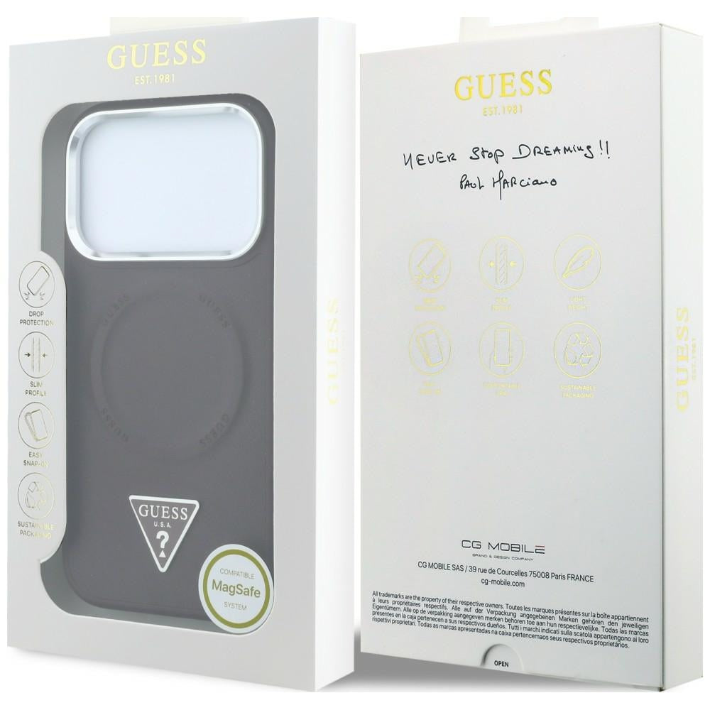 Funda MagSafe para Apple iPhone 18 Pro Max / 17 Pro Max, Guess, Triangle Logo, color burdeos