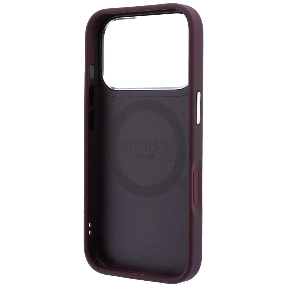 Funda MagSafe para Apple iPhone 18 Pro Max / 17 Pro Max, Guess, Triangle Logo, color burdeos