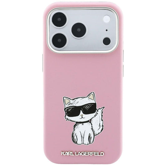Funda MagSafe para Apple iPhone 18 Pro Max / 17 Pro Max, Karl Lagerfeld, Choupette Sketch, Rosa