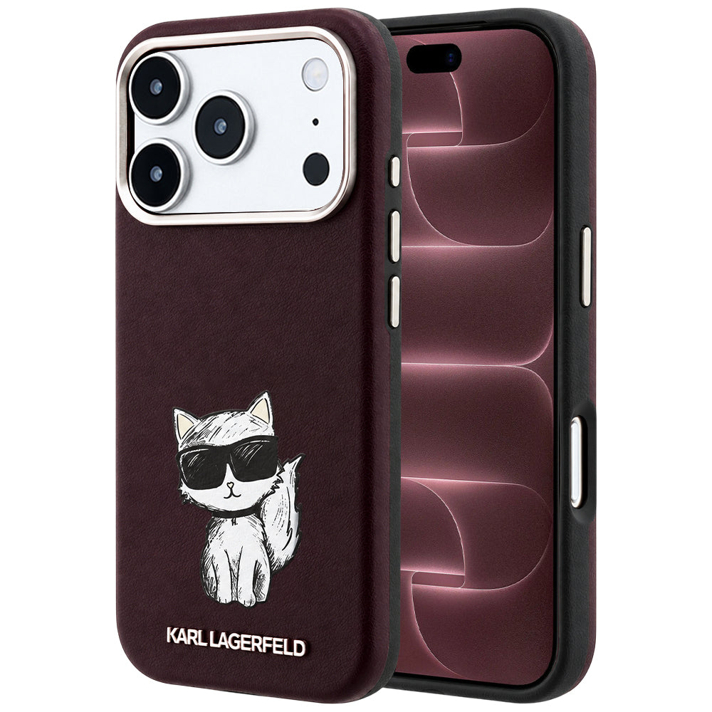 Funda MagSafe para Apple iPhone 18 Pro Max / 17 Pro Max, Karl Lagerfeld, Choupette Sketch, Burdeos