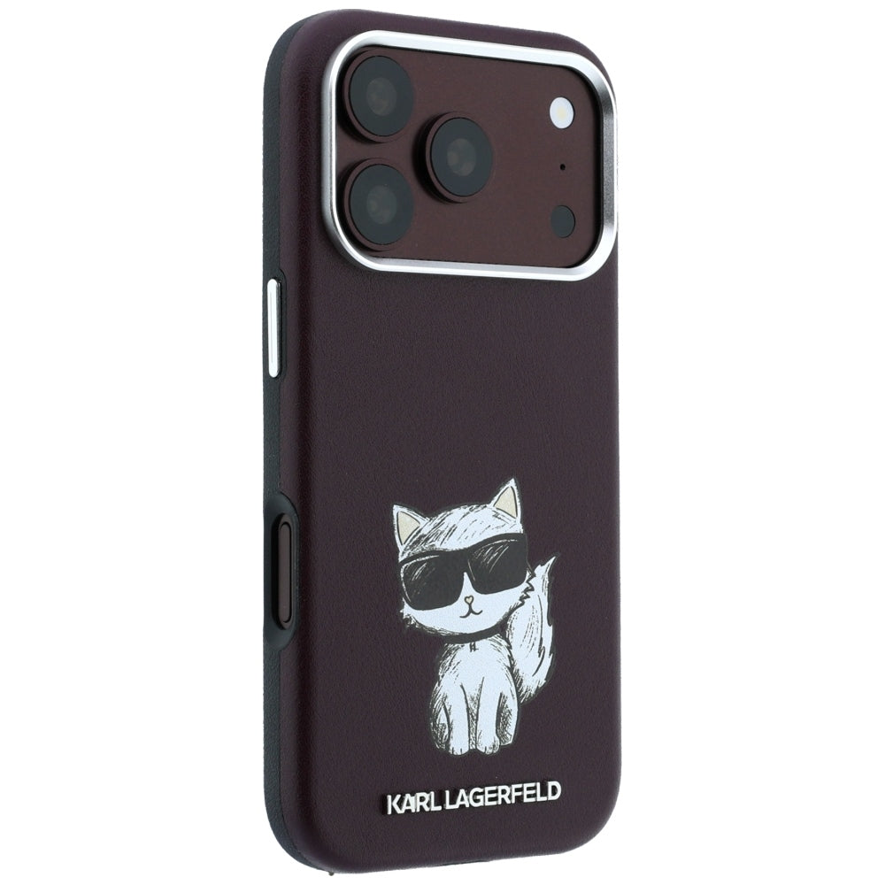 Funda MagSafe para Apple iPhone 18 Pro Max / 17 Pro Max, Karl Lagerfeld, Choupette Sketch, Burdeos