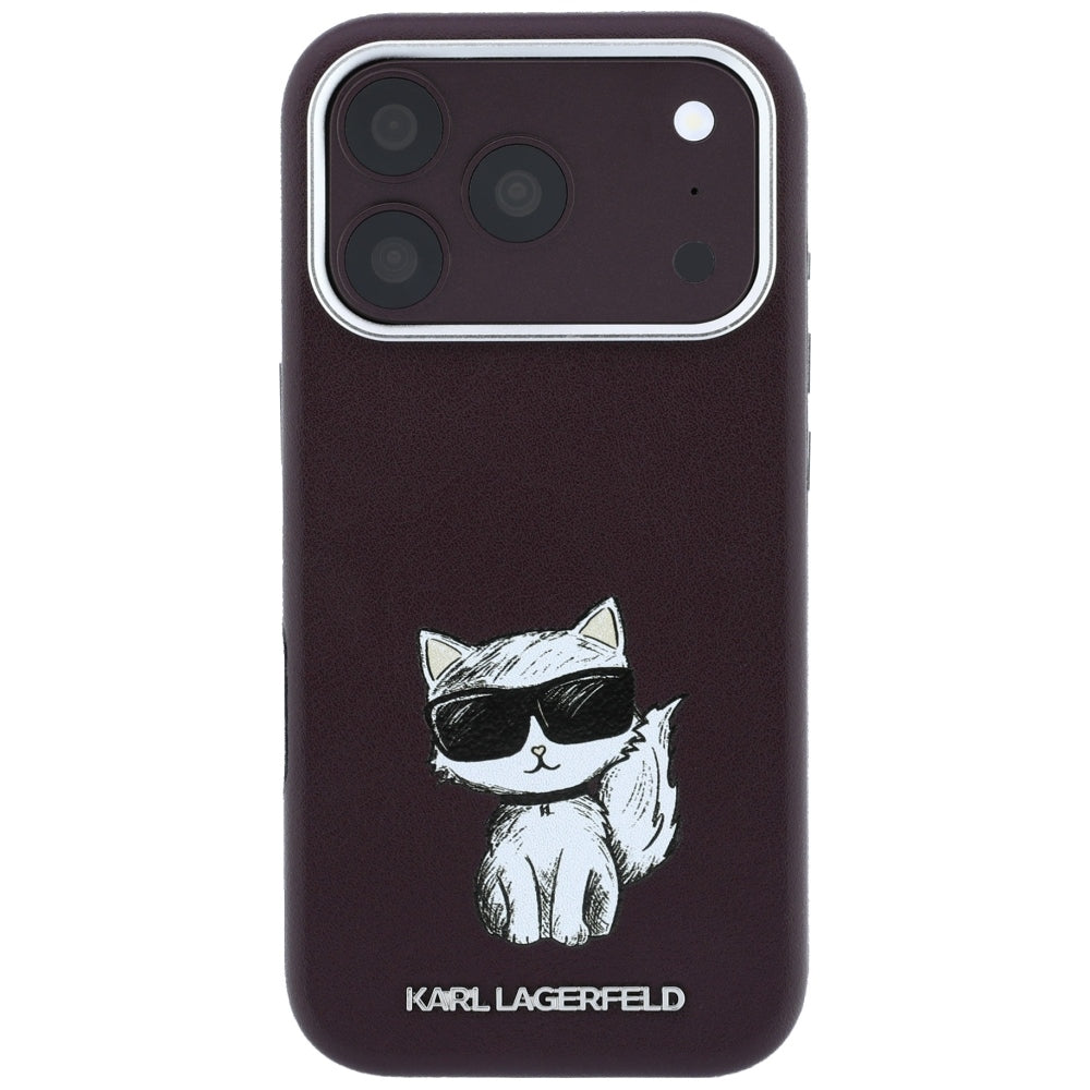 Funda MagSafe para Apple iPhone 18 Pro Max / 17 Pro Max, Karl Lagerfeld, Choupette Sketch, Burdeos