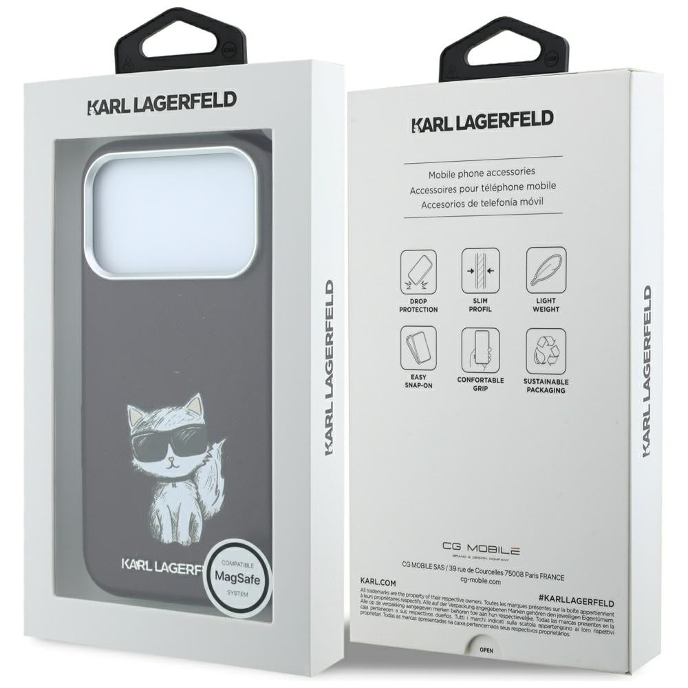 Funda MagSafe para Apple iPhone 18 Pro Max / 17 Pro Max, Karl Lagerfeld, Choupette Sketch, Burdeos