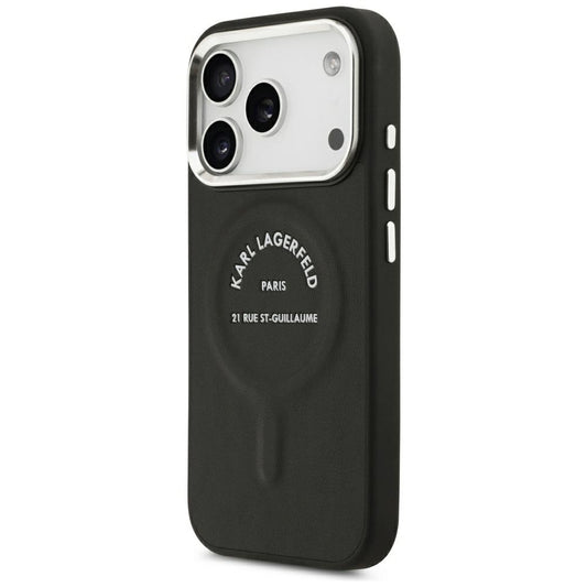 Funda MagSafe para Apple iPhone 18 Pro Max / 17 Pro Max, Karl Lagerfeld, EMB. Anillo Karl RSG Logo, Negra