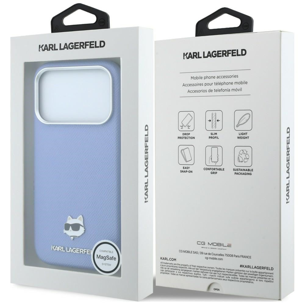 Funda MagSafe para Apple iPhone 18 Pro Max / 17 Pro Max, Karl Lagerfeld, Grained Choupette Head, Bleu