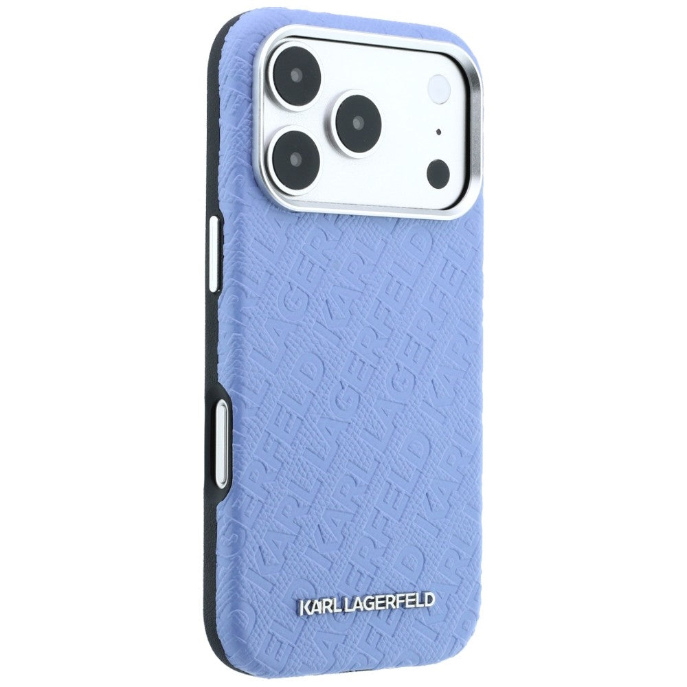 Funda MagSafe para Apple iPhone 18 Pro Max / 17 Pro Max, Karl Lagerfeld, Logo de Metal Granulado, Azul