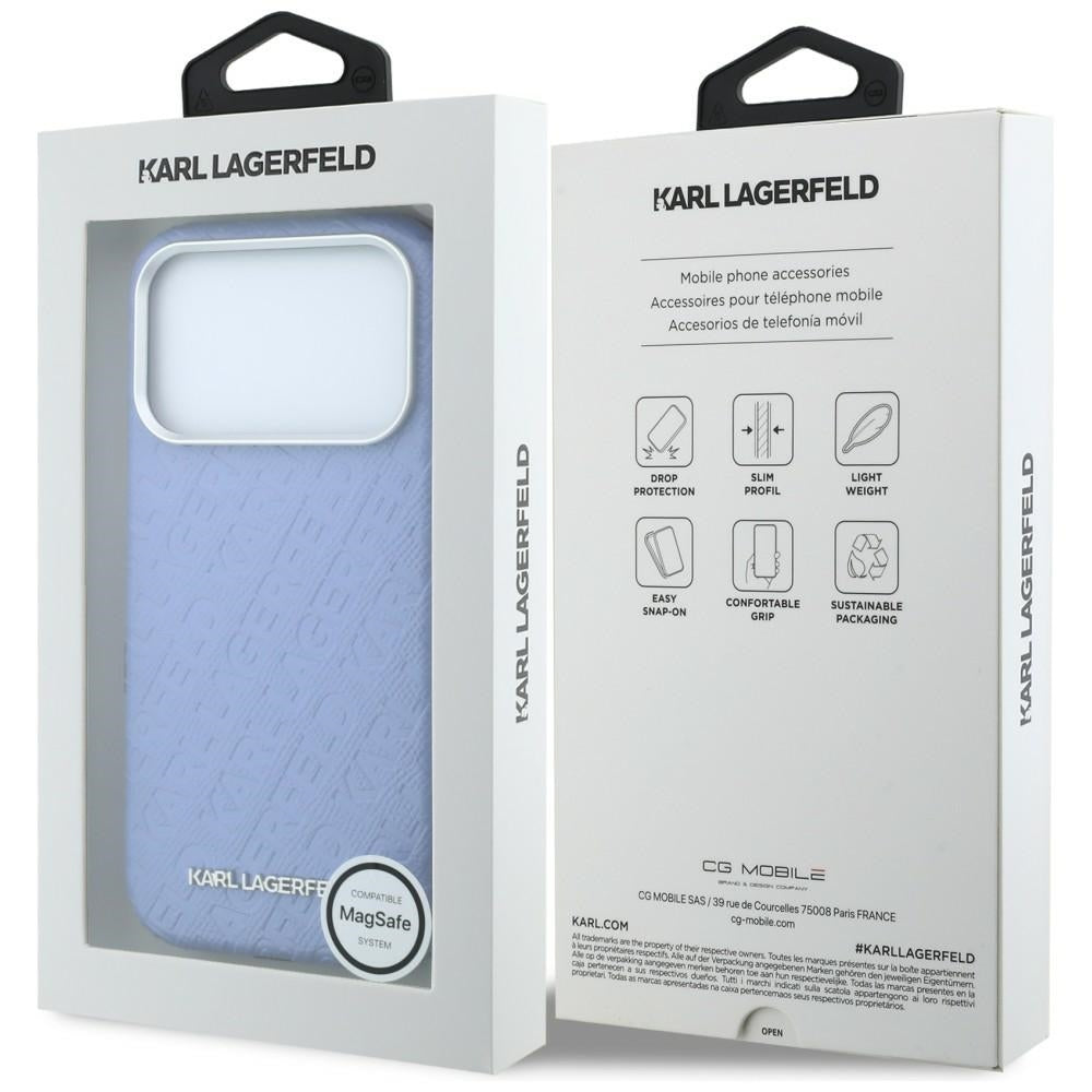 Funda MagSafe para Apple iPhone 18 Pro Max / 17 Pro Max, Karl Lagerfeld, Logo de Metal Granulado, Azul
