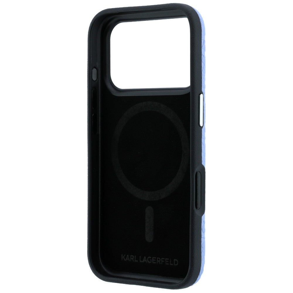 Funda MagSafe para Apple iPhone 18 Pro Max / 17 Pro Max, Karl Lagerfeld, Logo de Metal Granulado, Azul