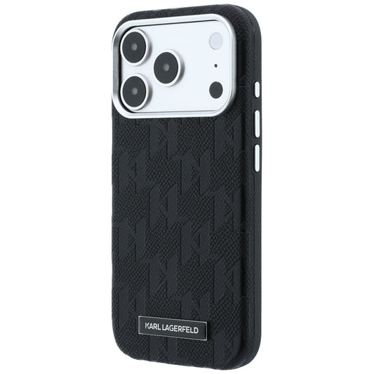 Funda MagSafe para Apple iPhone 18 Pro Max / 17 Pro Max, Karl Lagerfeld, Logo de Resina Monocromática Granulada, Negra