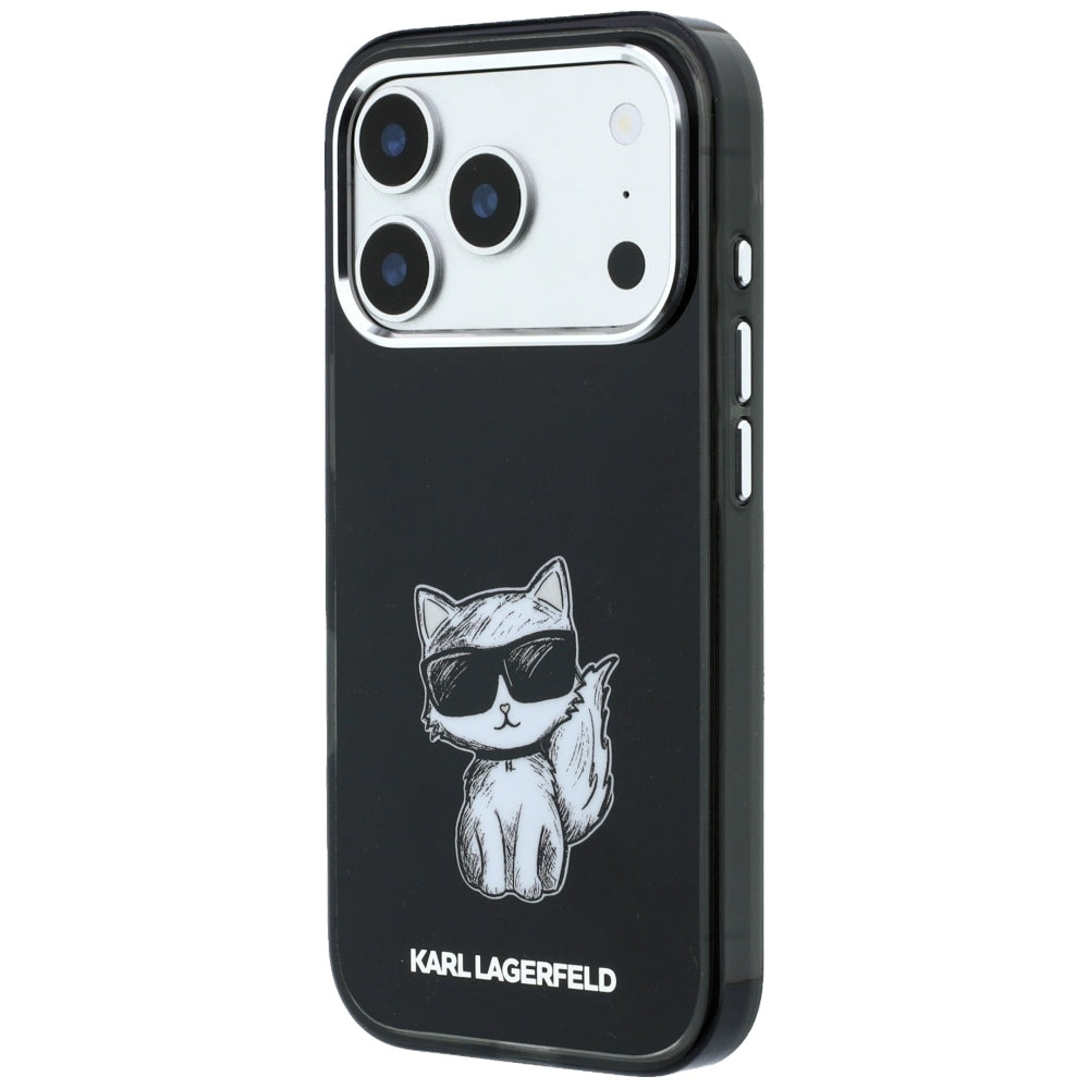 Funda MagSafe para Apple iPhone 18 Pro Max / 17 Pro Max, Karl Lagerfeld, IML Choupette Body Sketch Print, Negra