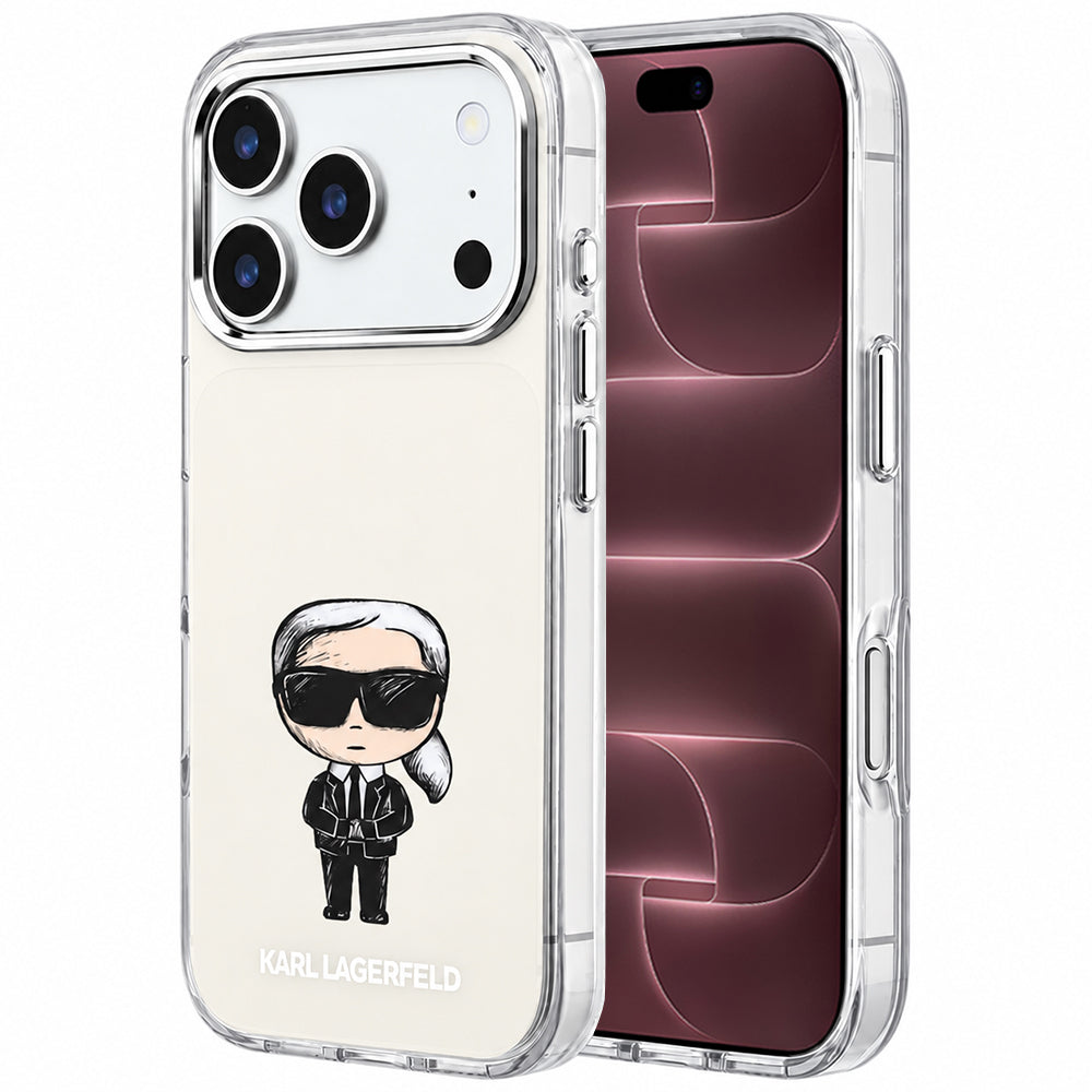 Funda MagSafe para Apple iPhone 18 Pro Max / 17 Pro Max, Karl Lagerfeld, IML Ikonik Sketch Print, Beige