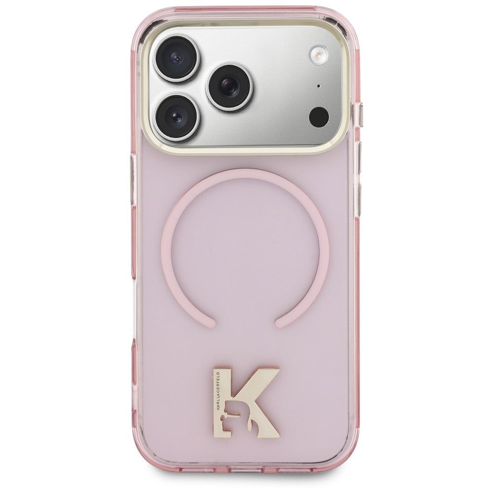 Funda MagSafe para Apple iPhone 18 Pro Max / 17 Pro Max, Karl Lagerfeld, IML Karl Head Logo, Rosa
