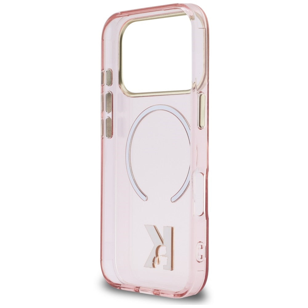 Funda MagSafe para Apple iPhone 18 Pro Max / 17 Pro Max, Karl Lagerfeld, IML Karl Head Logo, Rosa