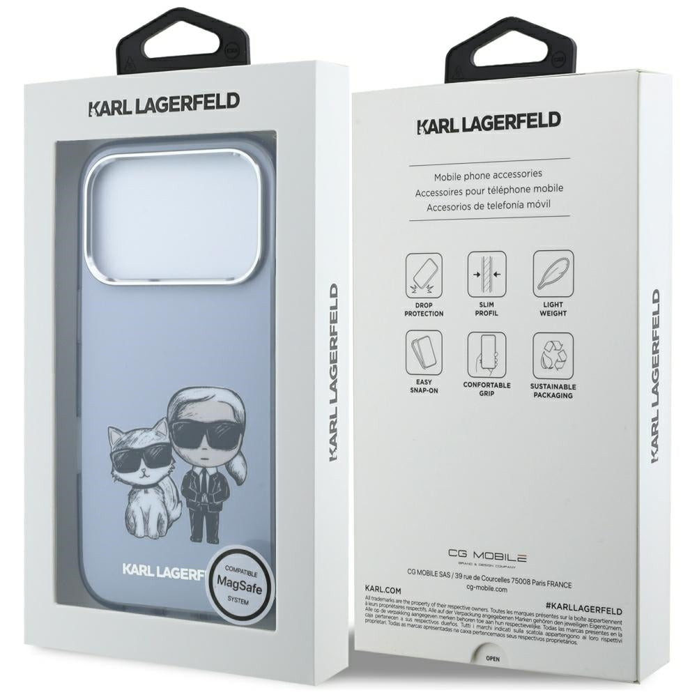 Funda MagSafe para Apple iPhone 18 Pro Max / 17 Pro Max, Karl Lagerfeld, IML KC Bodies Sketch Print, Azul