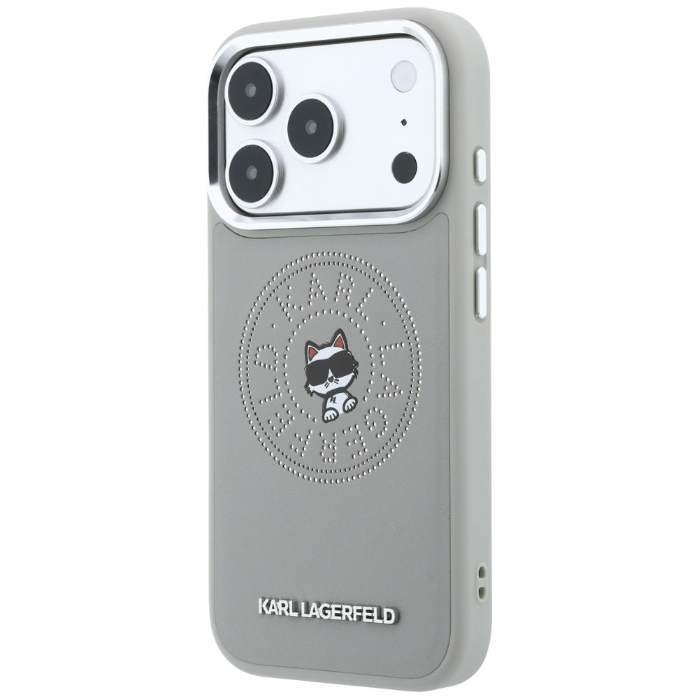 Funda MagSafe para Apple iPhone 18 Pro Max / 17 Pro Max, Karl Lagerfeld, Point and Choupette Sketch, Gris