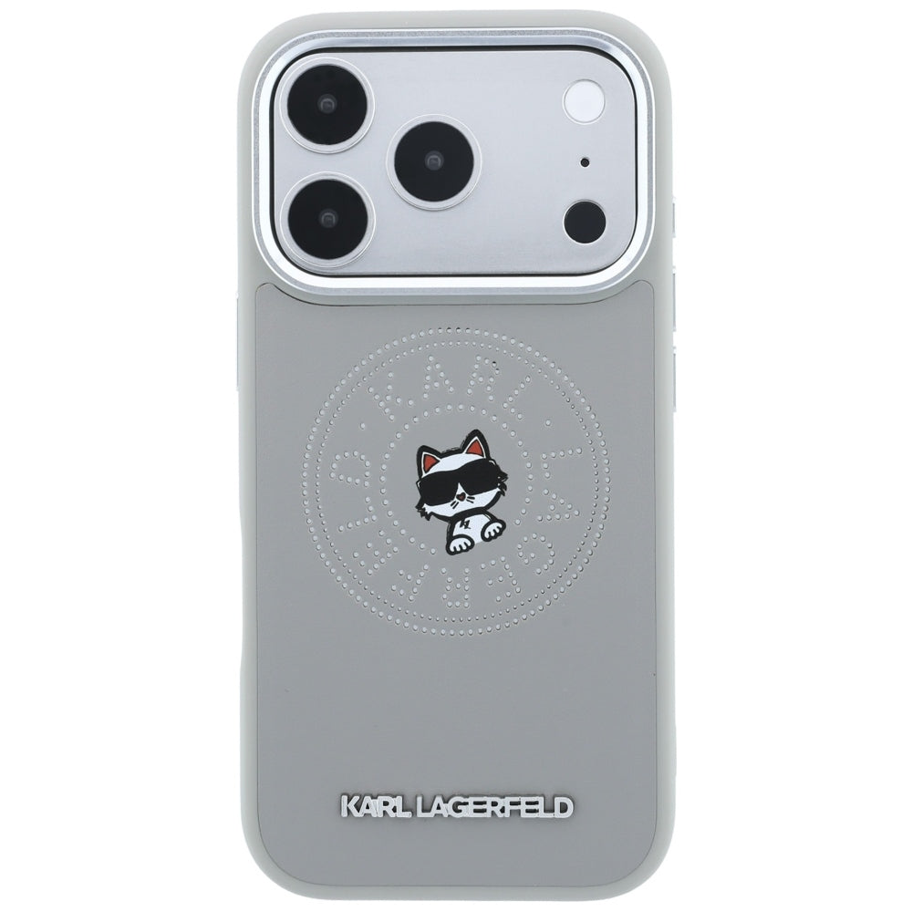 Funda MagSafe para Apple iPhone 18 Pro Max / 17 Pro Max, Karl Lagerfeld, Point and Choupette Sketch, Gris