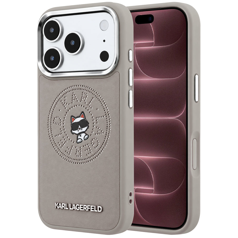 Funda MagSafe para Apple iPhone 18 Pro Max / 17 Pro Max, Karl Lagerfeld, Point and Choupette Sketch, Gris